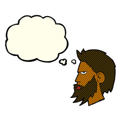 cartoon man with beard with thought bubble