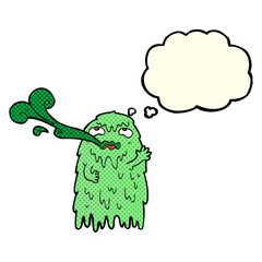 gross cartoon ghost with thought bubble