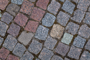 Granite cobblestoned pavement background