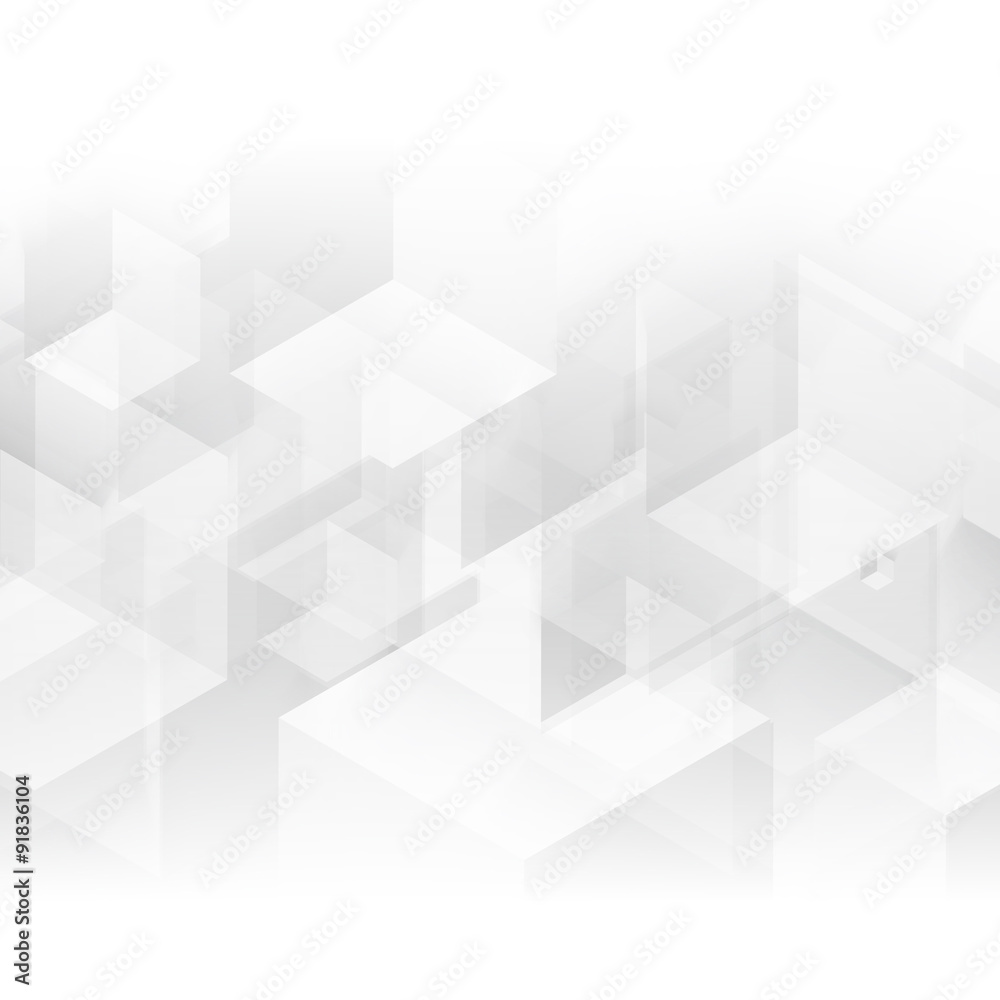 Wall mural vector abstract geometric shape from gray cubes.