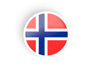 Round sticker with flag of norway