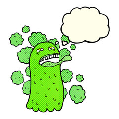 cartoon funny ghost with thought bubble