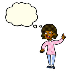 cartoon woman with idea with thought bubble