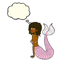 cartoon mermaid with thought bubble