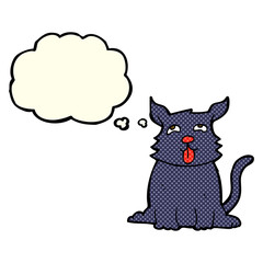cartoon happy dog with thought bubble