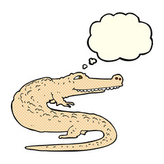 cartoon alligator with thought bubble