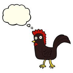 cartoon chicken with thought bubble