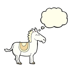cartoon donkey with thought bubble