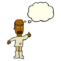 cartoon annoyed old man with thought bubble