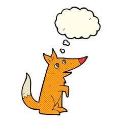 cartoon fox cub with thought bubble