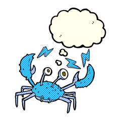 cartoon crab with thought bubble