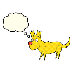 cartoon cute little dog with thought bubble