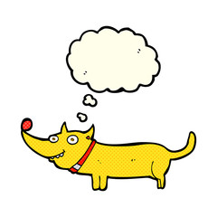 cartoon happy dog with thought bubble