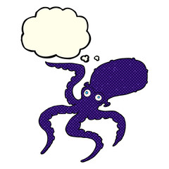 Fototapeta premium cartoon octopus with thought bubble