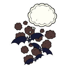 cartoon vampire bats with thought bubble