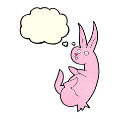 cue cartoon rabbit with thought bubble