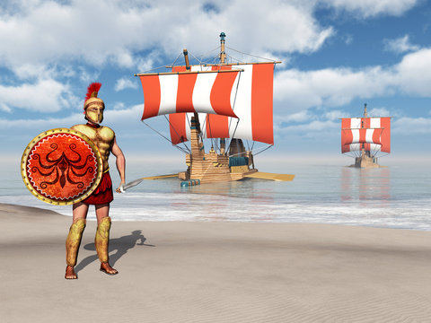Hoplites and galleys of ancient Greece