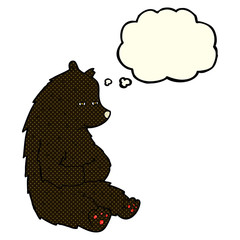 cute cartoon black bear with thought bubble