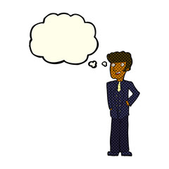 cartoon upperclass man with thought bubble