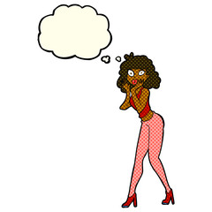 cartoon surprised woman with thought bubble