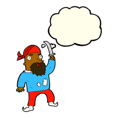 cartoon pirate with thought bubble
