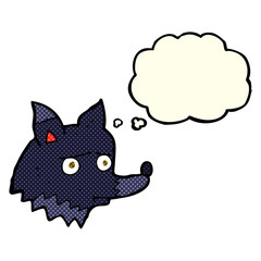 cartoon unhappy dog with thought bubble