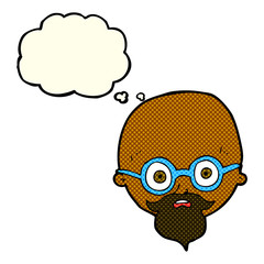 Obraz premium cartoon shocked man with beard with thought bubble
