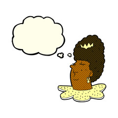 cartoon queen head with thought bubble