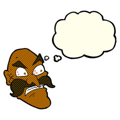 cartoon angry old man with thought bubble