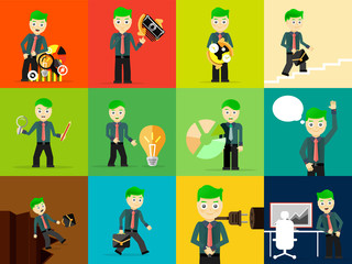 Fototapeta premium Set of businessman pose character concepts