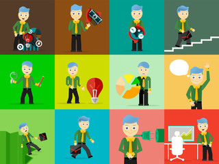 Set of businessman pose character concepts