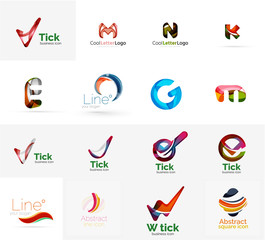 Set of universal company logo ideas, business icon collection