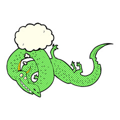 cartoon chinese dragon with thought bubble