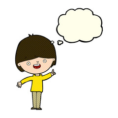 cartoon happy boy with thought bubble