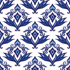 Abstract seamless ornamental damask  vector pattern for fabric