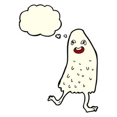 cartoon funny slime monster with thought bubble