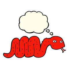 funny cartoon snake with thought bubble