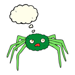 cartoon spider with thought bubble