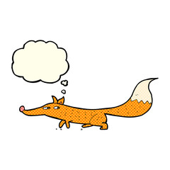 cartoon little fox with thought bubble
