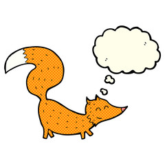 cartoon little fox with thought bubble