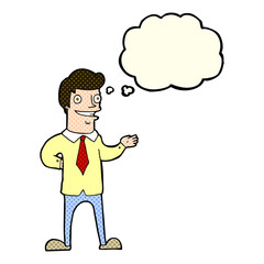 Fototapeta premium cartoon salesman with thought bubble