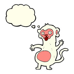 funny cartoon monkey with thought bubble