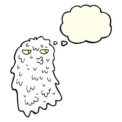 cartoon gross ghost with thought bubble