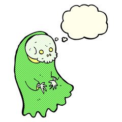 cartoon spooky ghoul with thought bubble