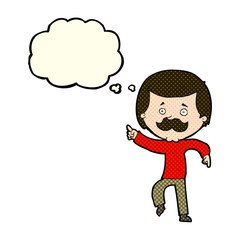 cartoon dancing dad with thought bubble