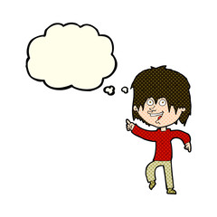 Obraz na płótnie Canvas cartoon happy boy with thought bubble
