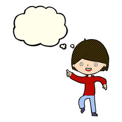 cartoon man pointing with thought bubble