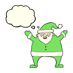 cartoon santa claus with thought bubble