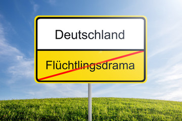 Schild, Fl&uuml;chtlingsdrama - Deutschland