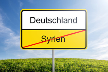 Schild, Deutschland - Syrien